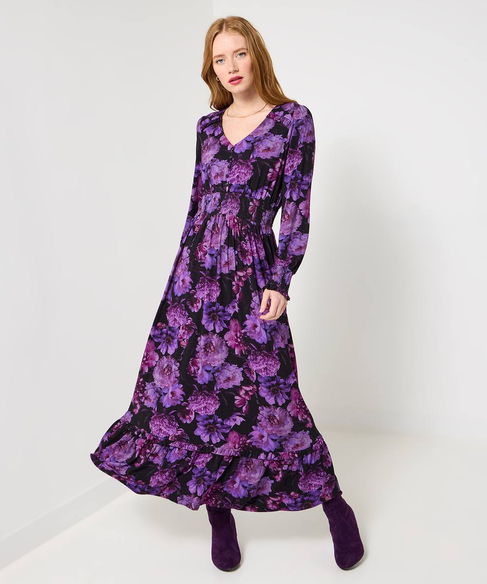 Joe Browns Floral Print Jersey Maxi Dress In Purple
