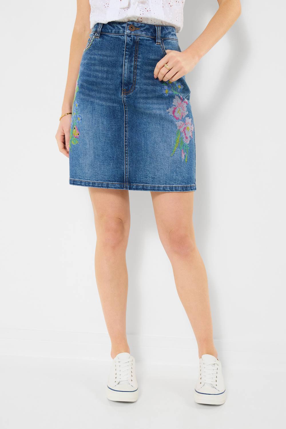Joe Browns Embroidered Stretch Denim Mini Skirt In Blue
