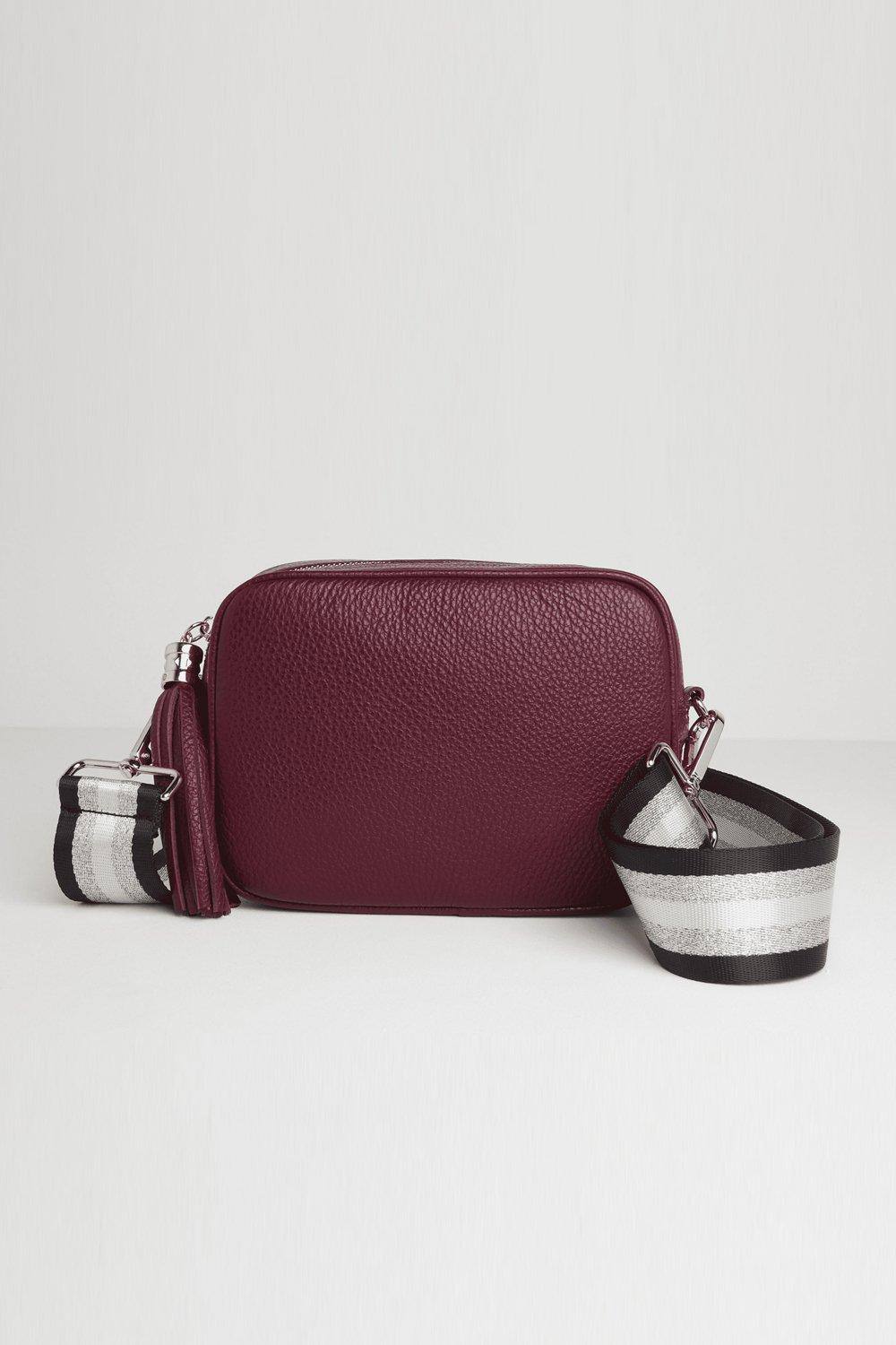 Betsy & Floss 'verona' Crossbody Tassel Bag With Sparkle Strap In Burgundy