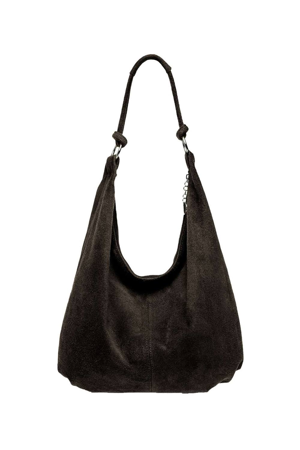 Kitise Large Slouch Italian Suede Suede Hobo Tote Shoulder Bag In Black
