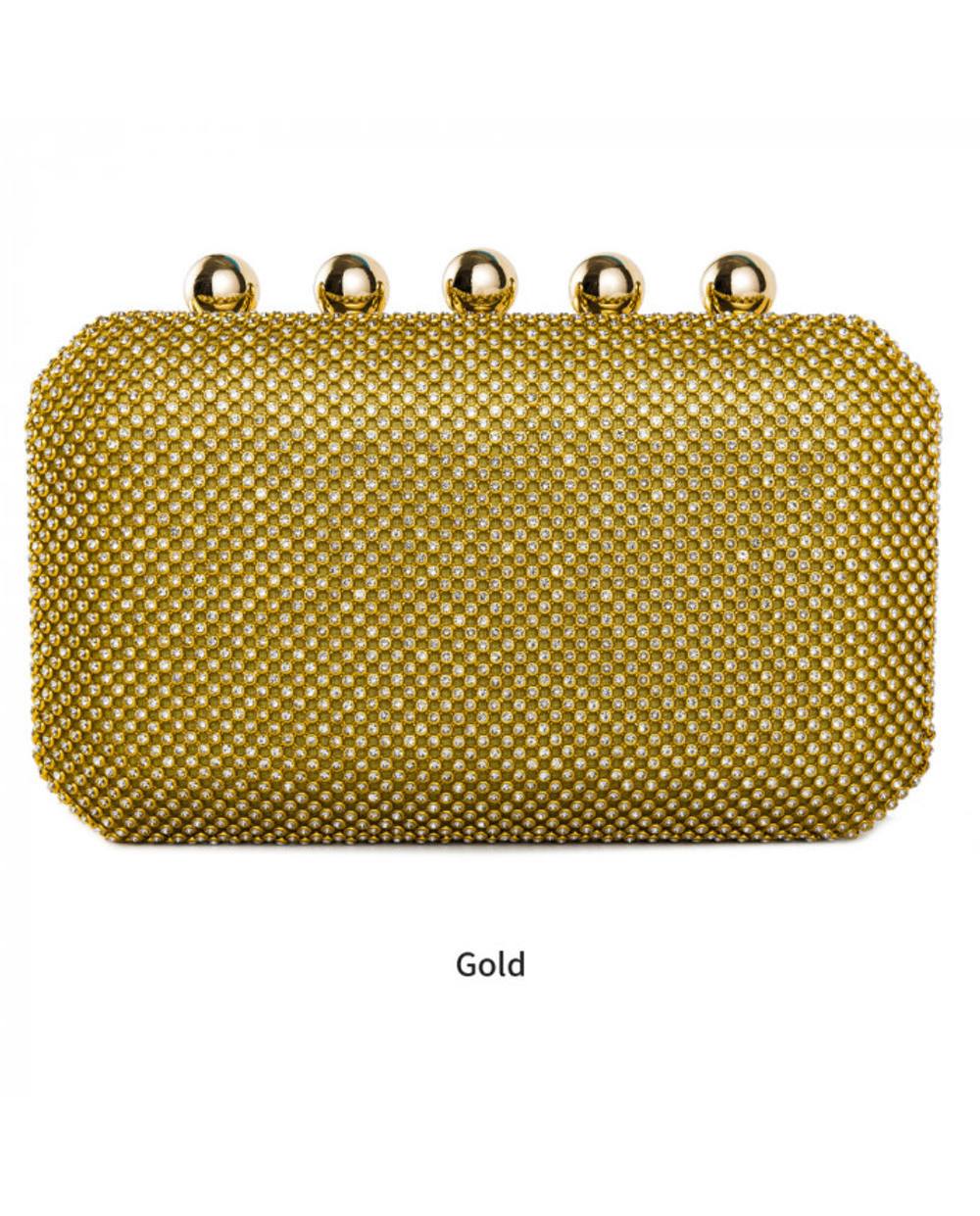 Jfy Little Metal Balls Oversize Double Side Diamante Bag In Gold