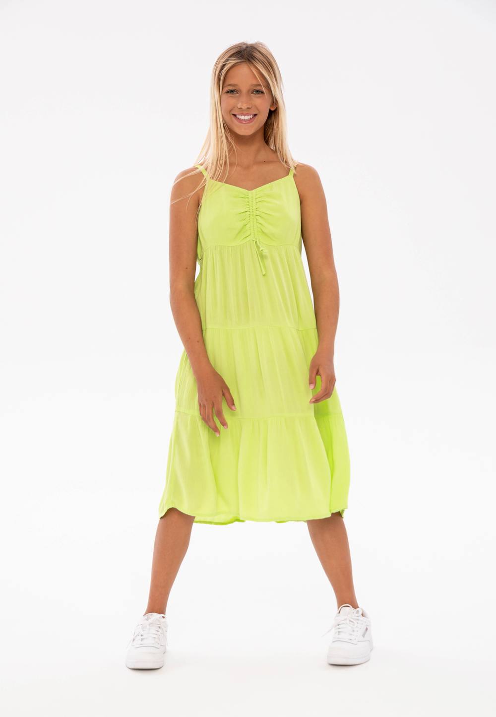 Minoti Tiered Dress In Green