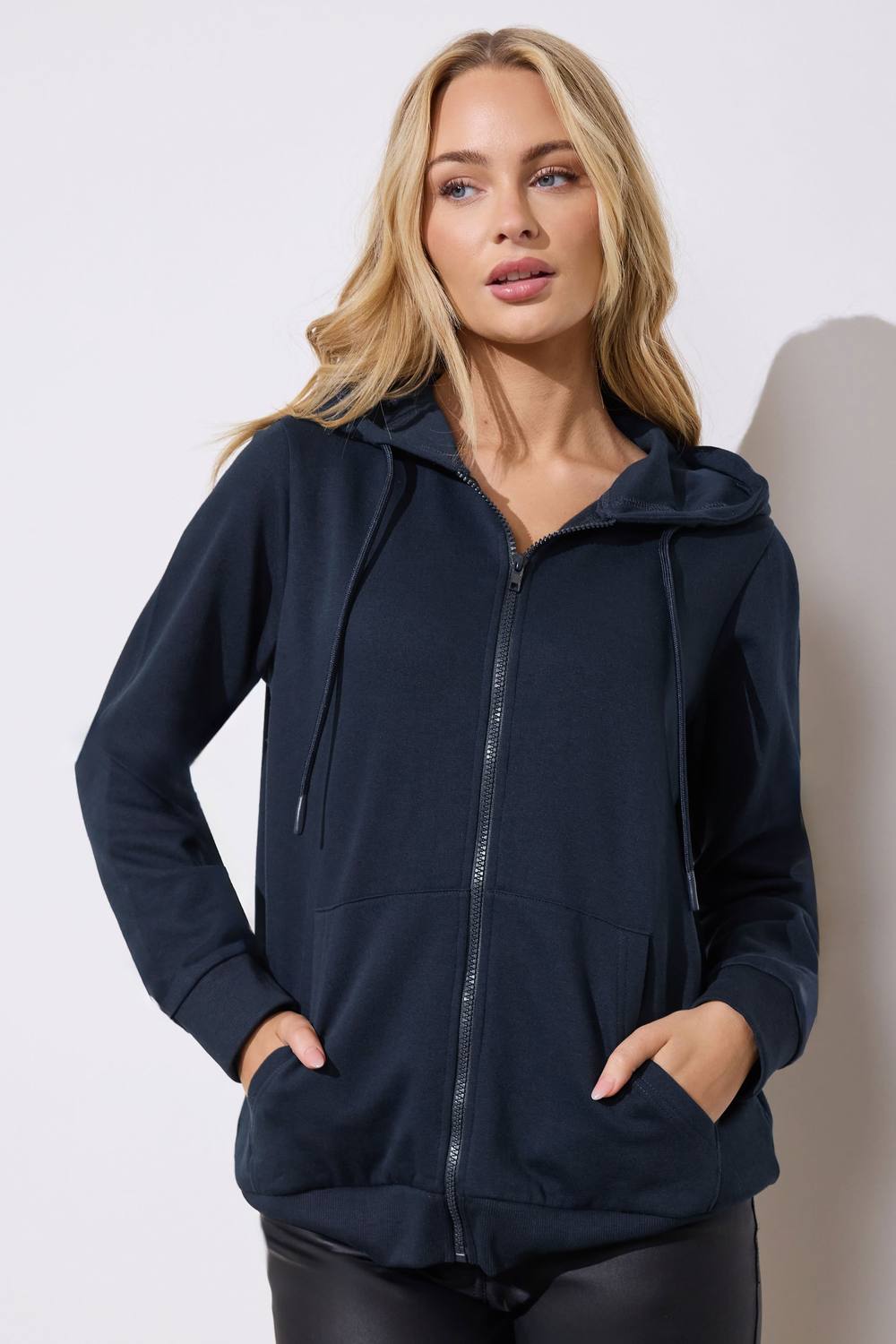 M&co Essential Zip Through Hoodie In Blue