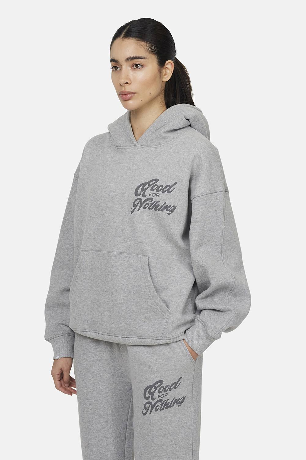 Good For Nothing Relaxed Hoodie In Grey