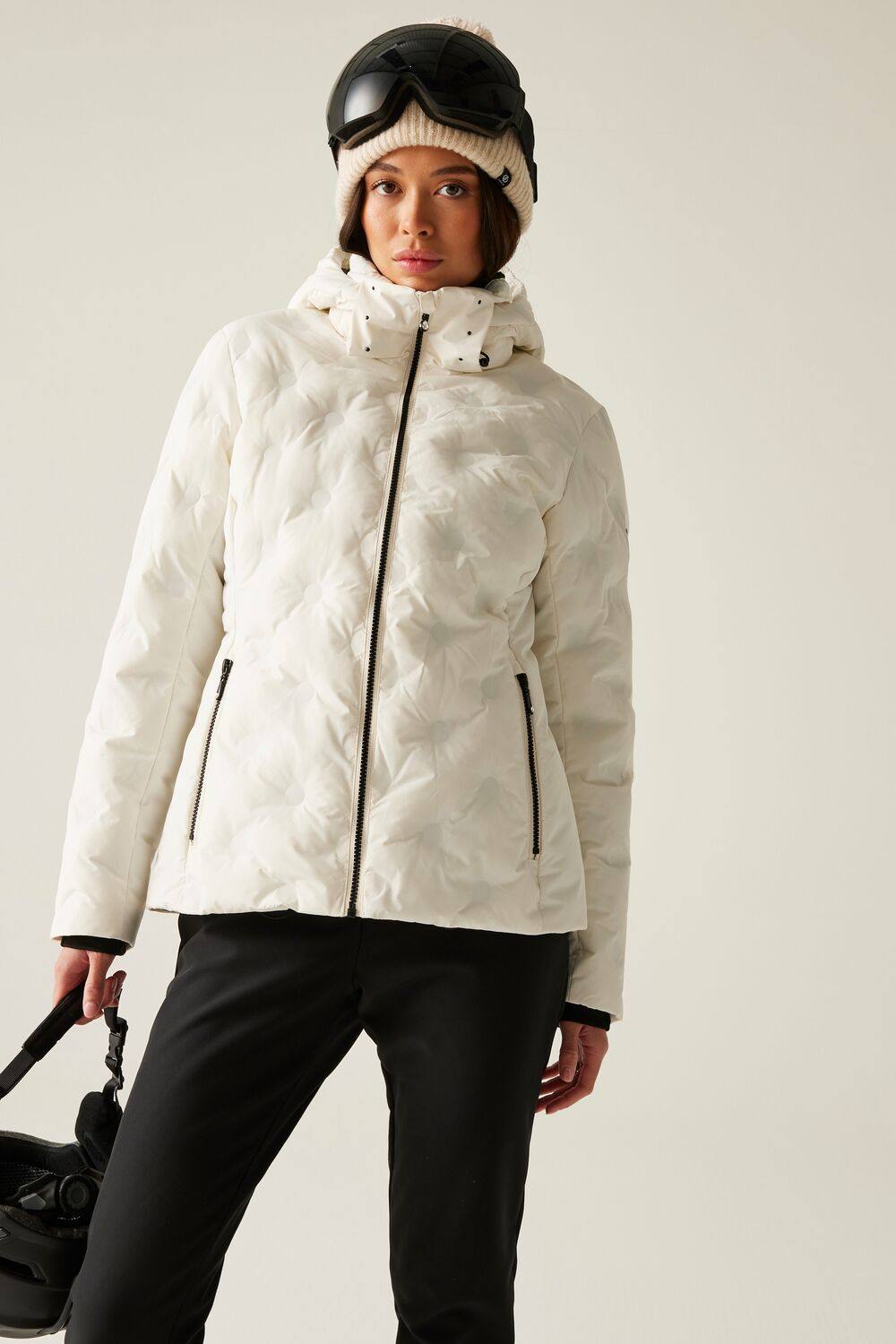 Dare B Enfold Waterproof Insulated Padded Ski Jacket In White