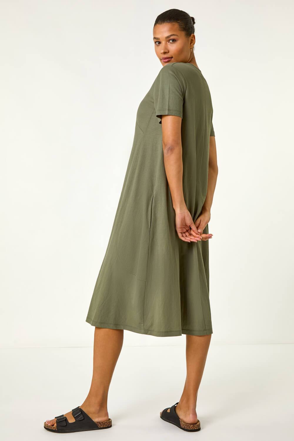 Roman Relaxed Shirt Jersey Dress In Khaki