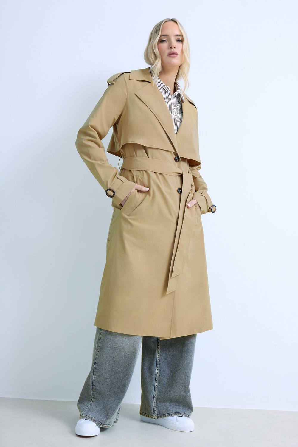 Long Tall Sally Tall Trench Coat In Stone