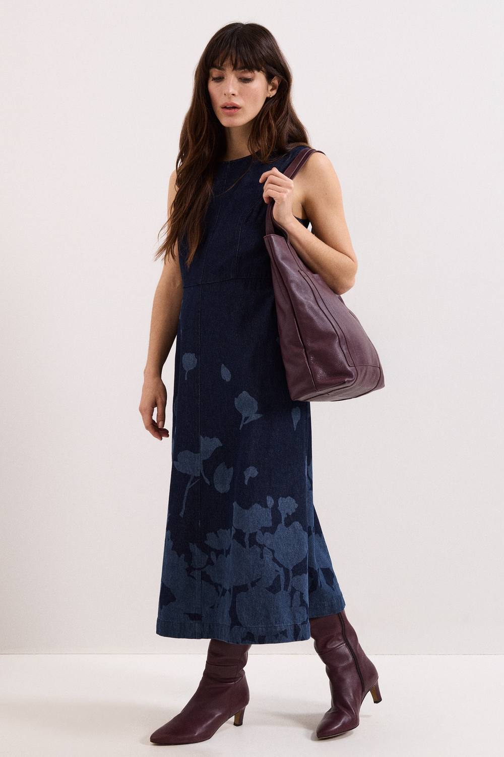 Phase Eight Juliette Sleeveless Denim Dress In Dark Navy