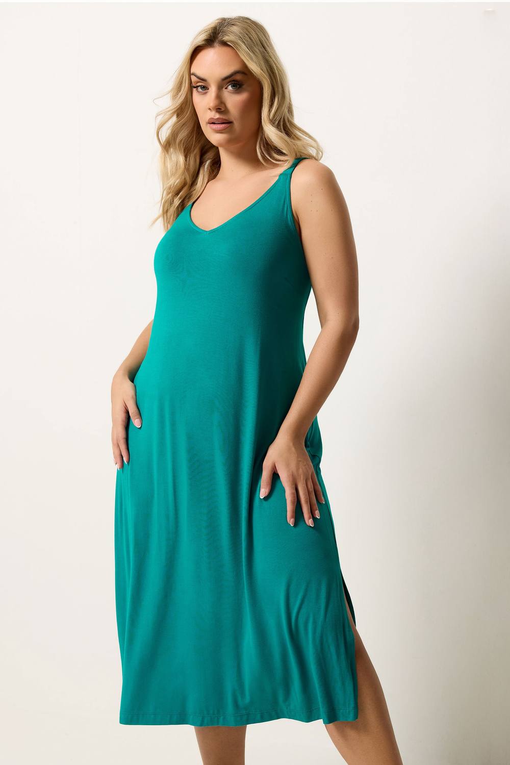 Yours Throw On Midi Dress In Teal