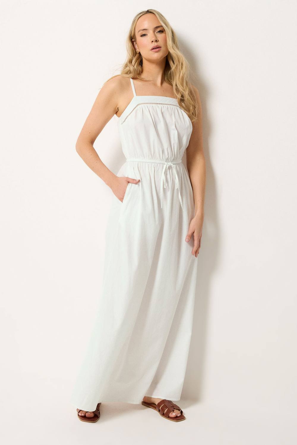 Long Tall Sally Tall Tie Waist Maxi Dress In White