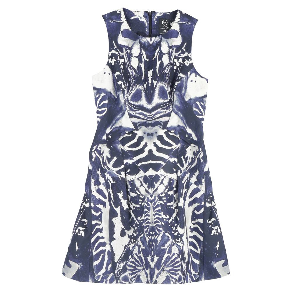 Alexander McQueen Women's Preloved Printed Mini Sleeveless Dress in Multicolor Cotton