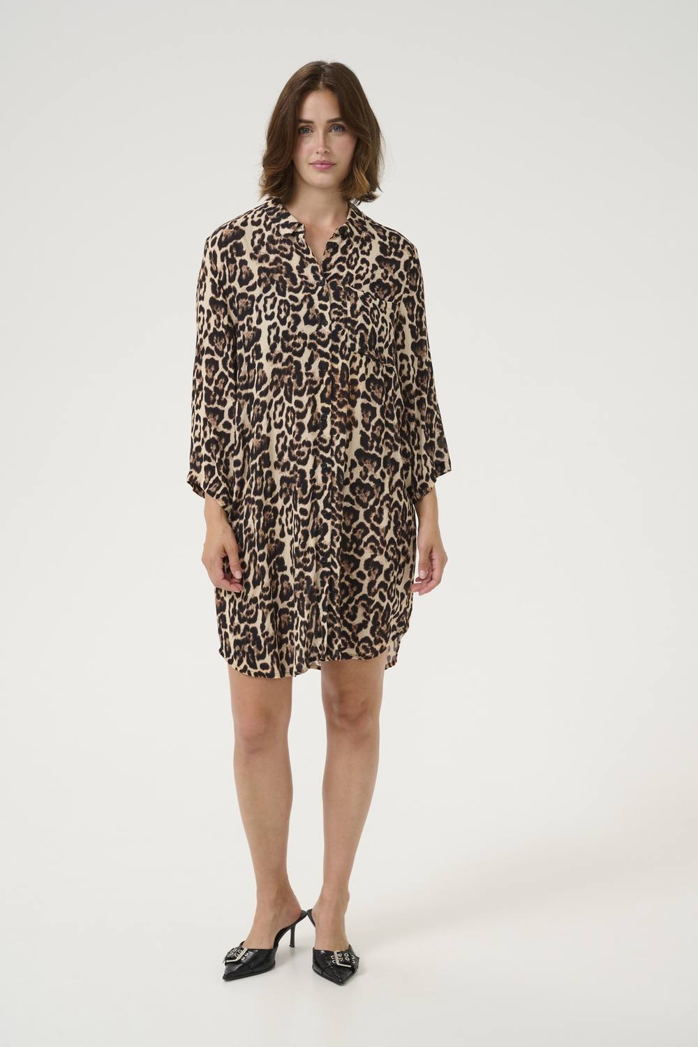 Kaffe Kahildur Amber Shirt Dress In Beige