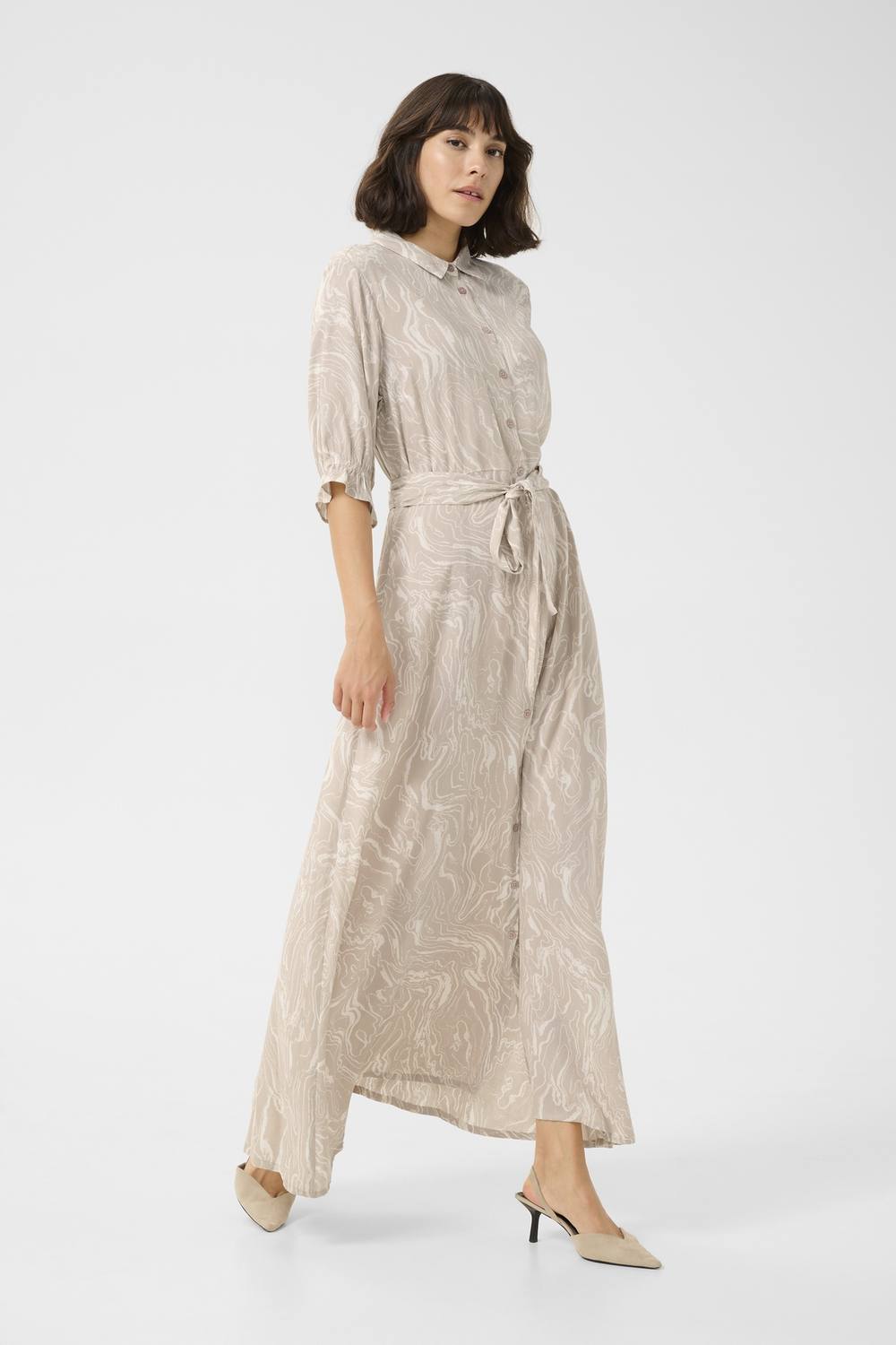 Kaffe Kamira Printed Weave Shirt Dress In Black