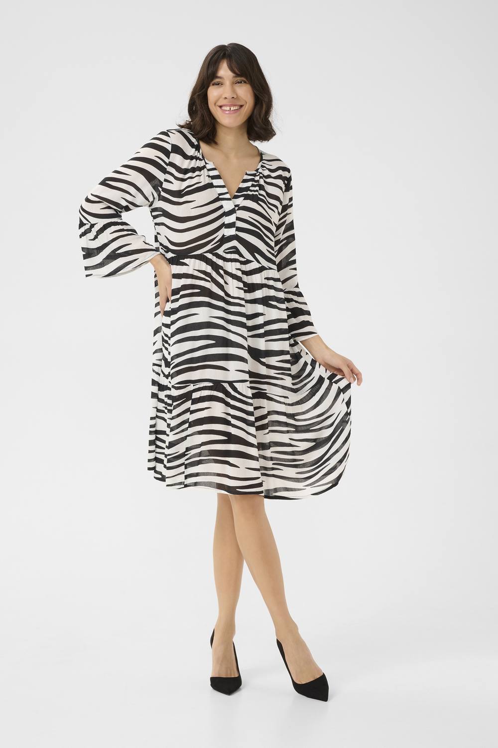 Kaffe Kalea Sleeve A-Line Fit Dress In White