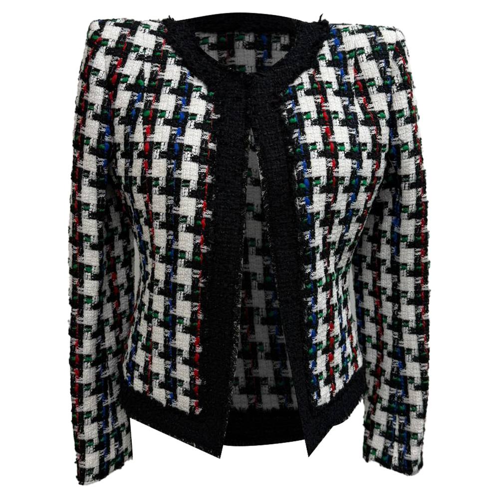 Balmain Women's Preloved Tweed Open Blazer in Multicolor Polyamide