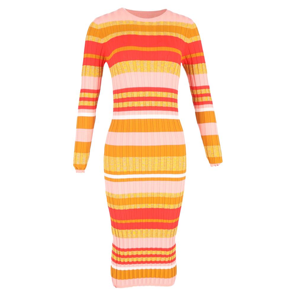 Stine Goya Women's Preloved Jeannie Striped Knitted Midi Dress Multicolor Viscose