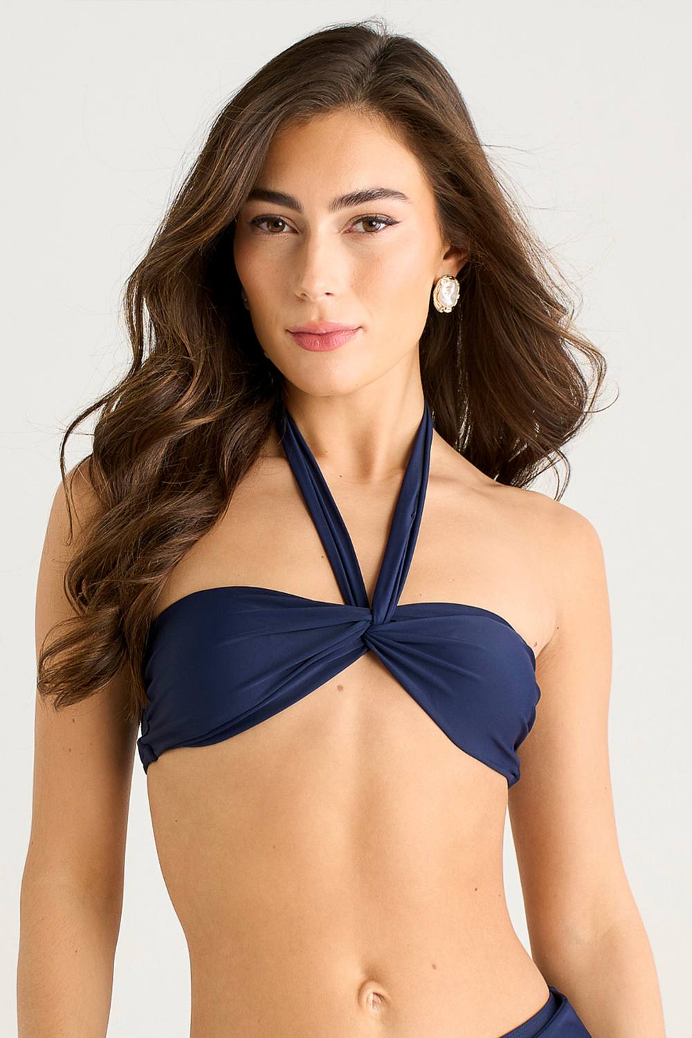 Gini London Navy Twist Front Halter Neck Bikini Top