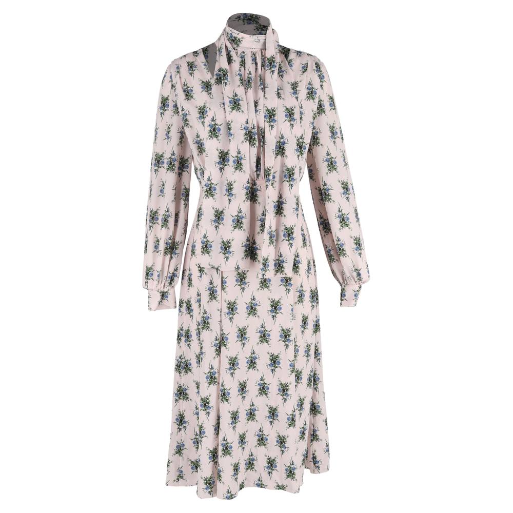 Emilia Wickstead Women's Preloved Floral-Print Loong Sleeve Midi Dress in Multicolor Polyester