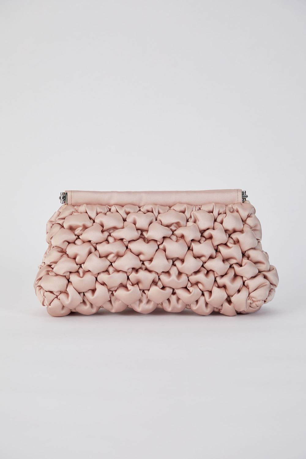 Belissh Women's Puffy Quilted Satin Clucth Bag with Detachable Crossbody Strap in Beige