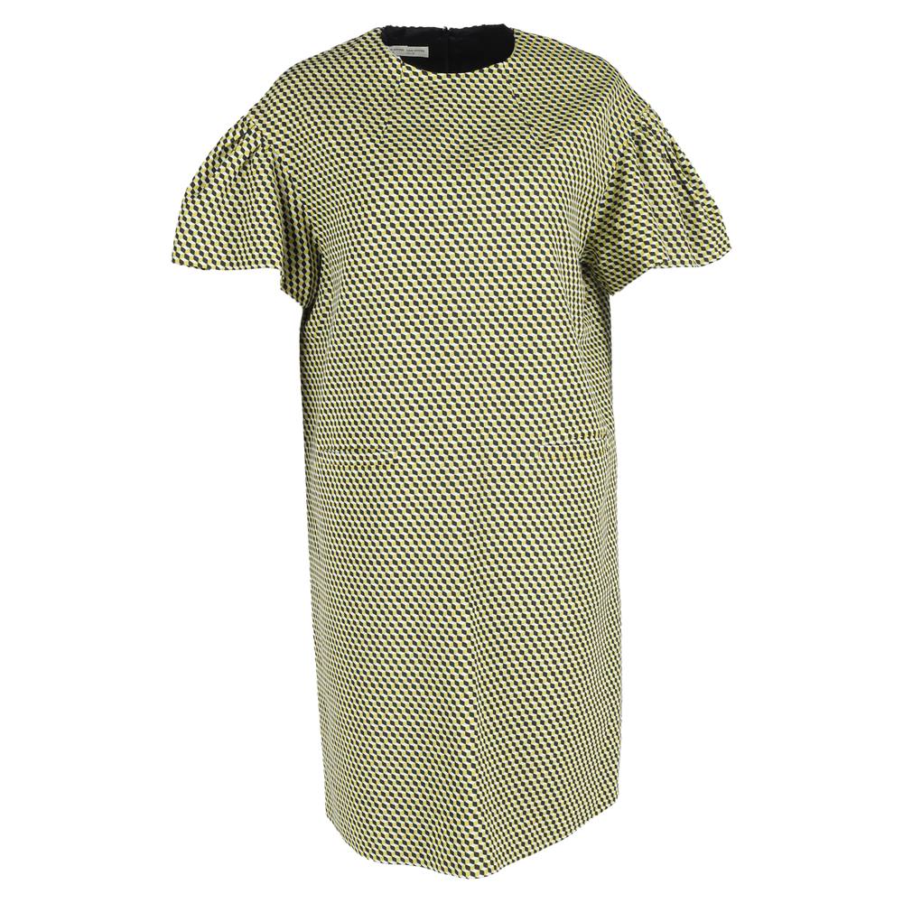 Dries Van Noten Women's Preloved Geometric Printed Dress in Multicolor Silk