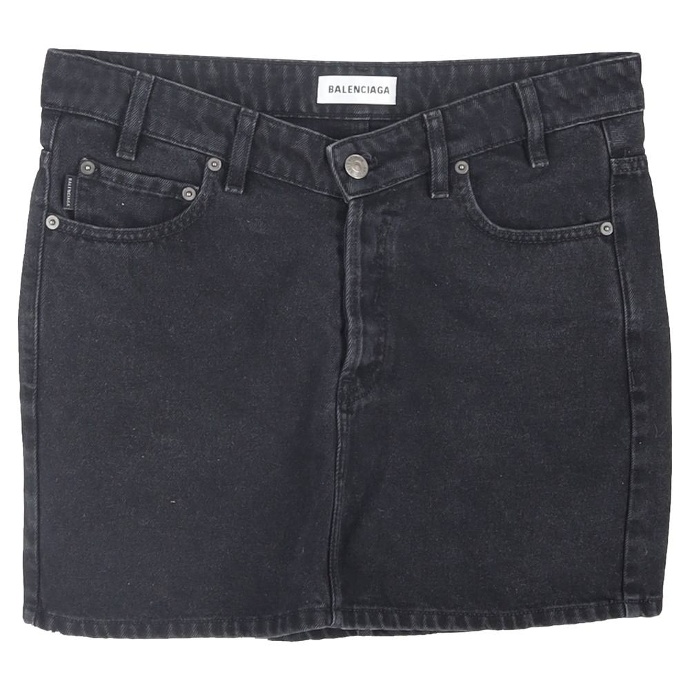 Balenciaga Women's Preloved Mini Skirt in Black Denim