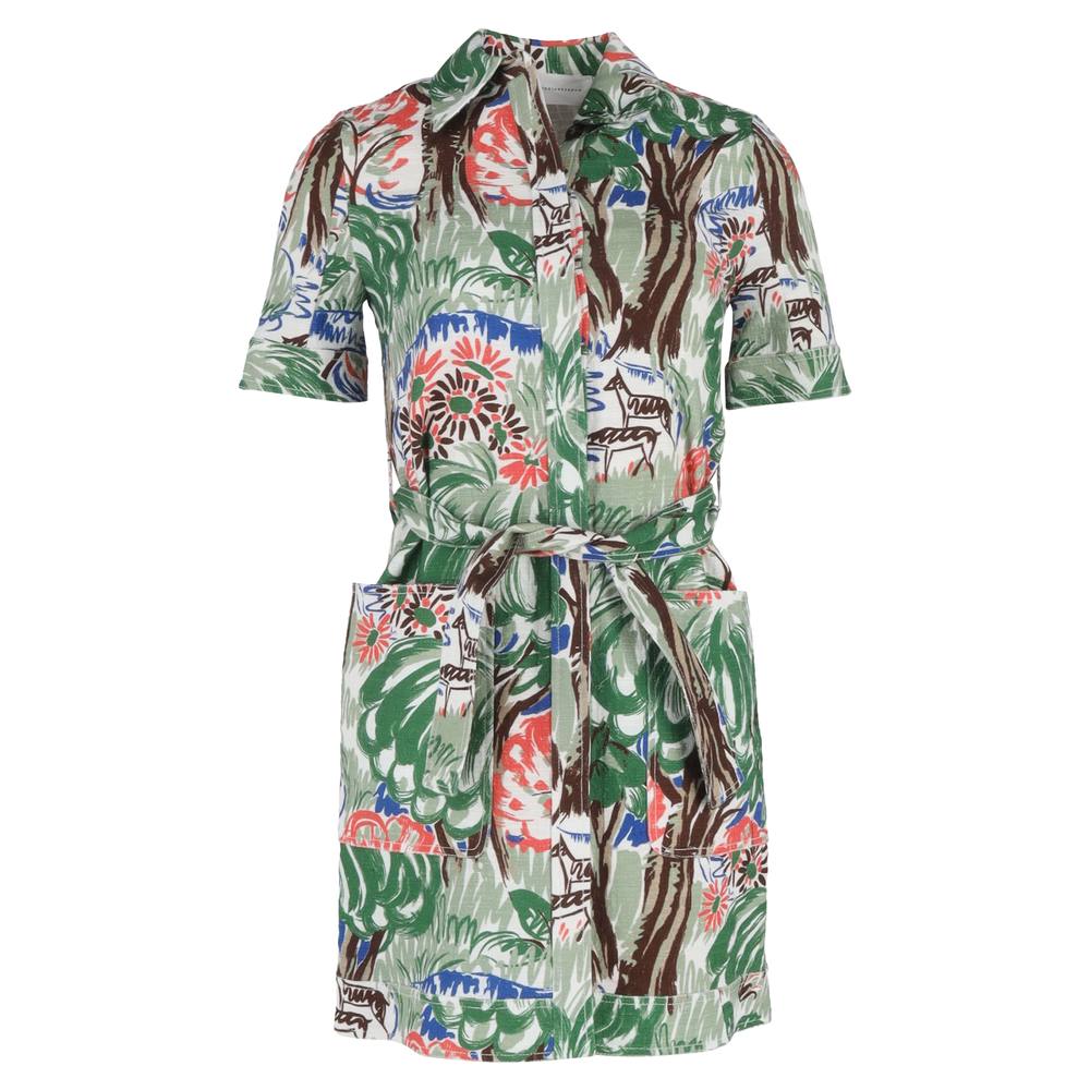 Victoria Beckham Women's Preloved Printed Button Front Mini Dress in Multicolor Cotton