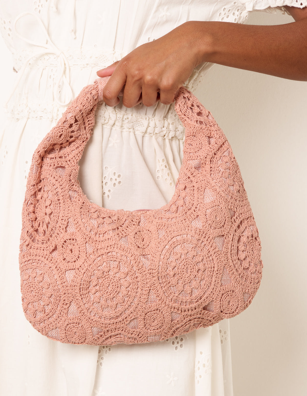 Crochet Hobo Bag - ONE PINK