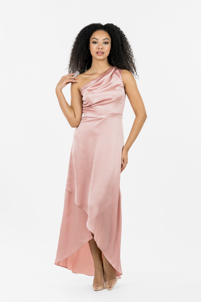 TFNC Delali One Shoulder Pale Mauve Maxi Dress