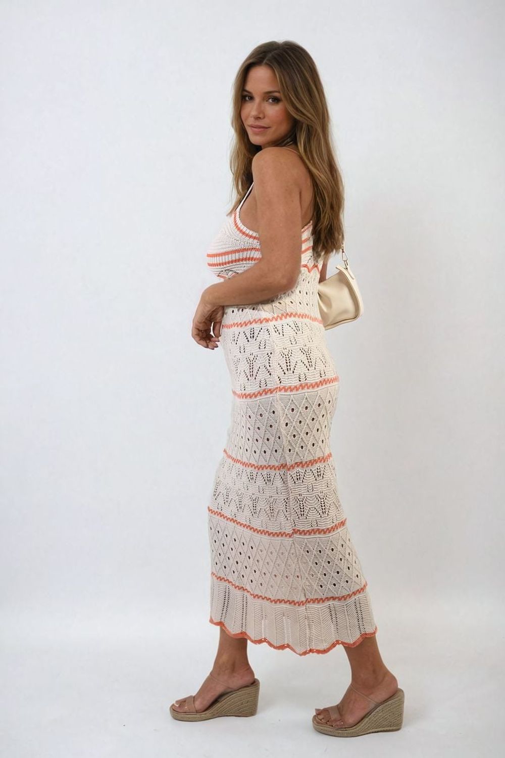 Strappy Long Knitted Stripe Cami Dress - Ultimate Style and Comfort! - ML Orange