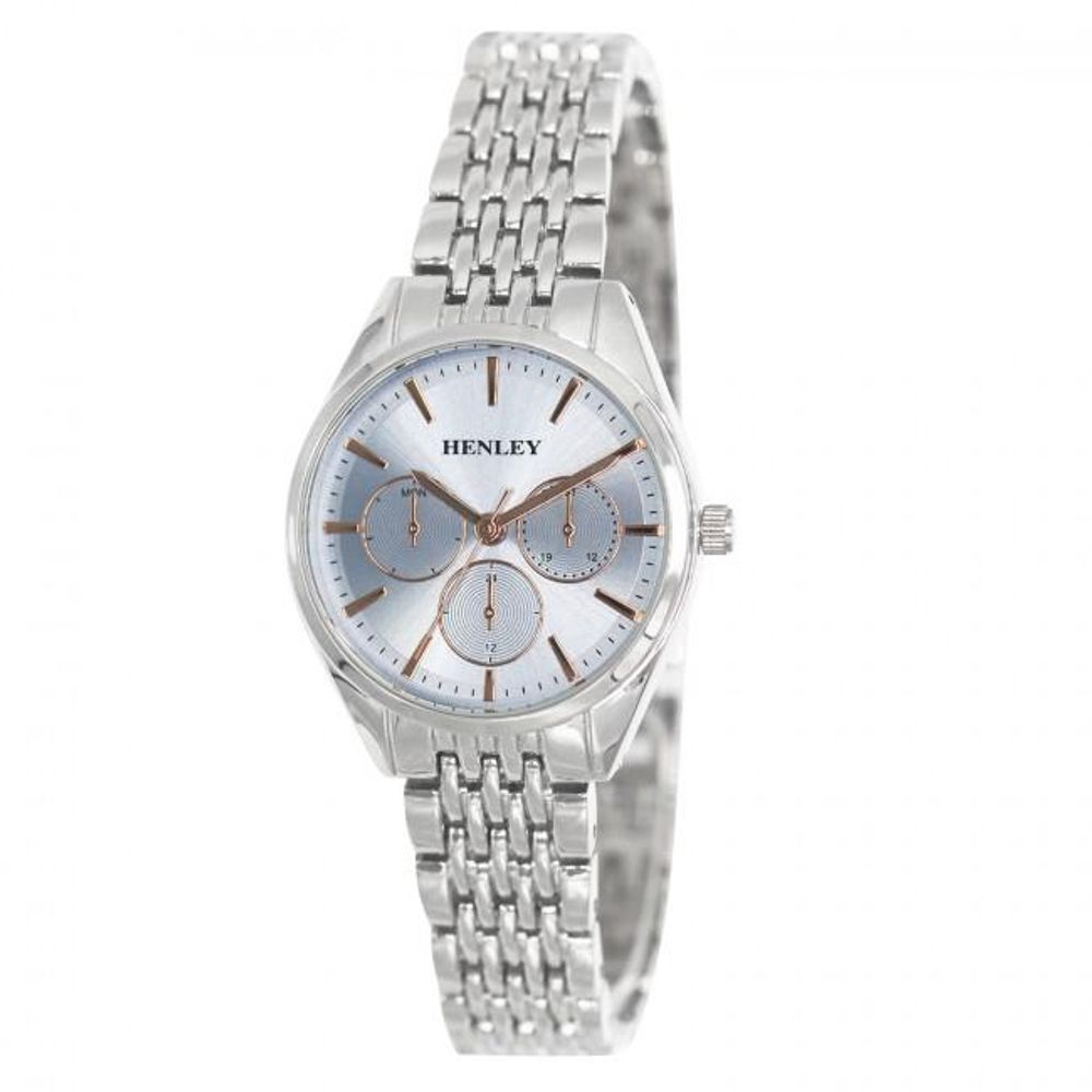 Henley Ladies Dress Sports Dial & Silver Bracelet Watch H Available Multiple Colour - blue silver