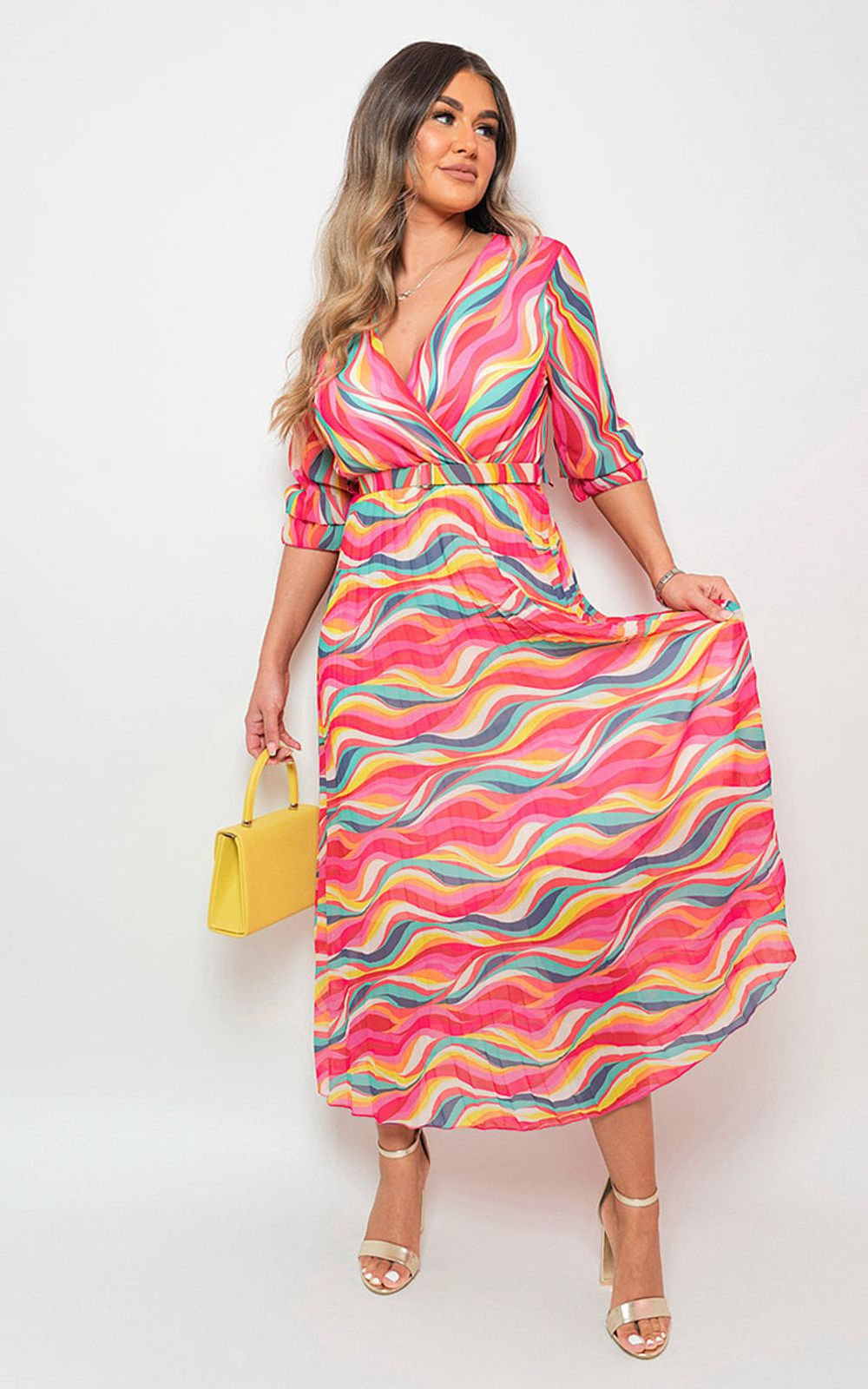 Stunning Long Sleeve Maxi Dress with Belt - High-Quality & Versatile - Perfect for Any Occasion! - ML Pink