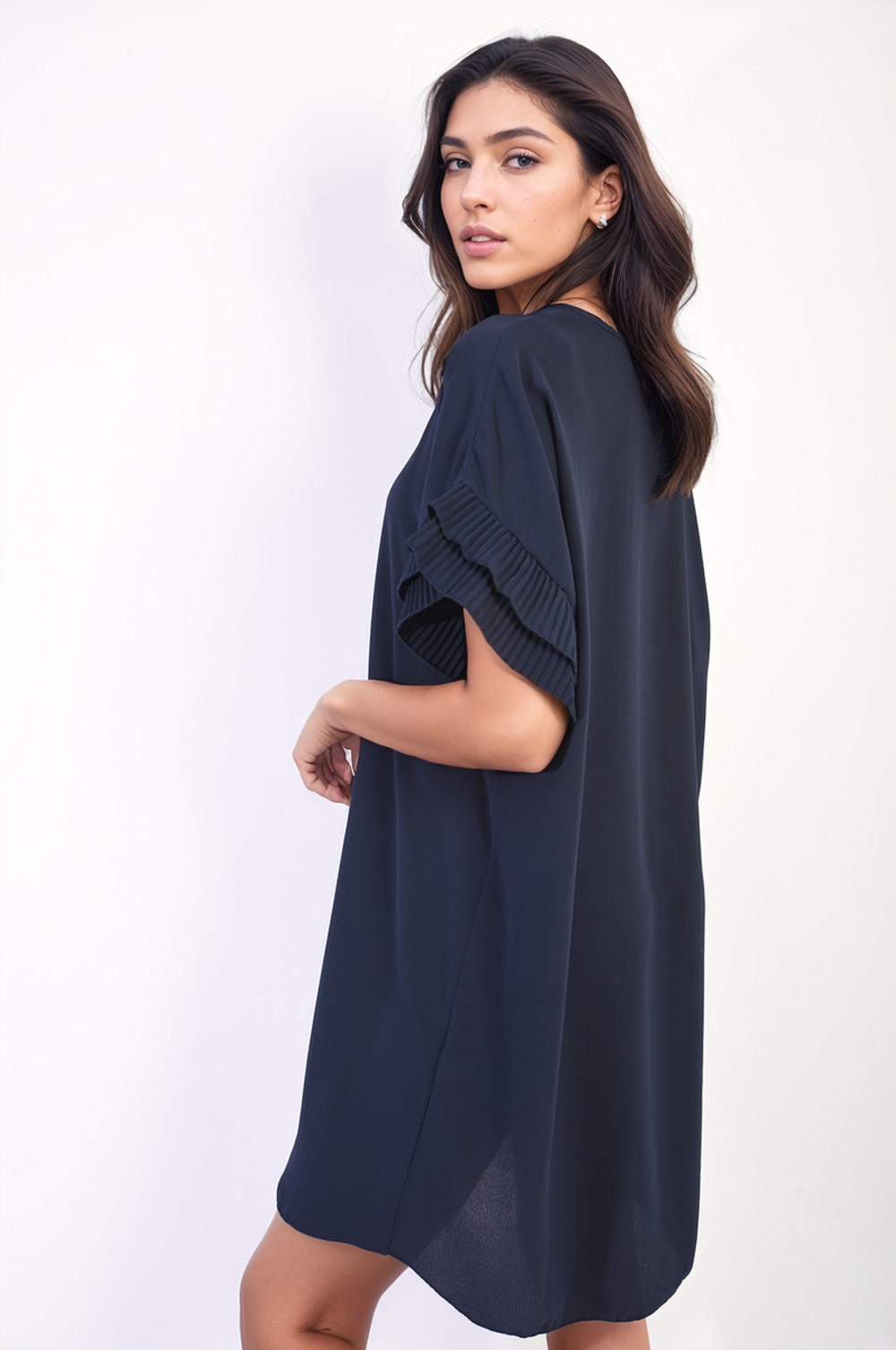 Lucille Ruffled Sleeve Mini Dress - Feminine Elegance meets Whimsical Grace - Date Night Ready! - SM Navy