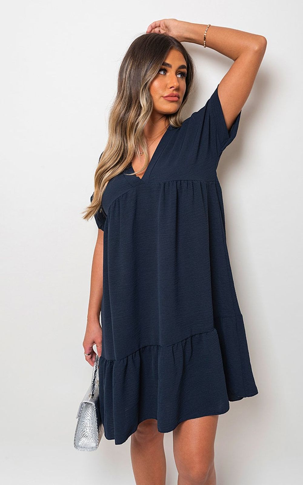 Timeless V Neck Tiered Dress - SM Navy
