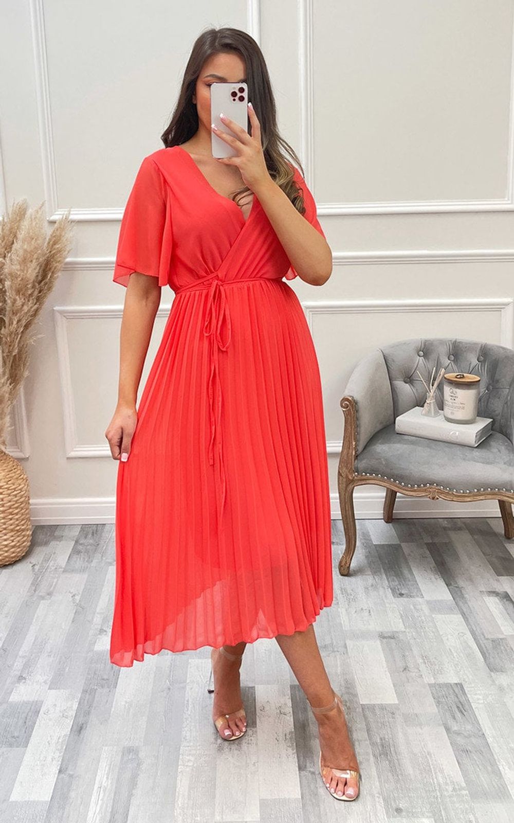 Pleated Wrap Front Maxi Dress - Elegant, Comfortable, Navy - Perfect for Special Occasions - ikrush - SM Coral