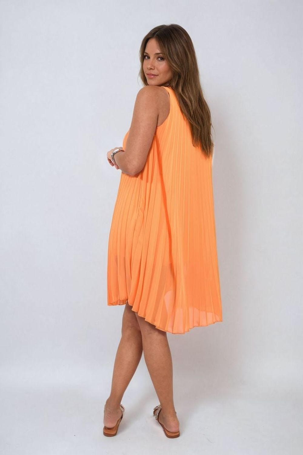 Davina Pleated Halter Neck Mini Dress - Effortlessly Chic and Timelessly Elegant - SM Orange
