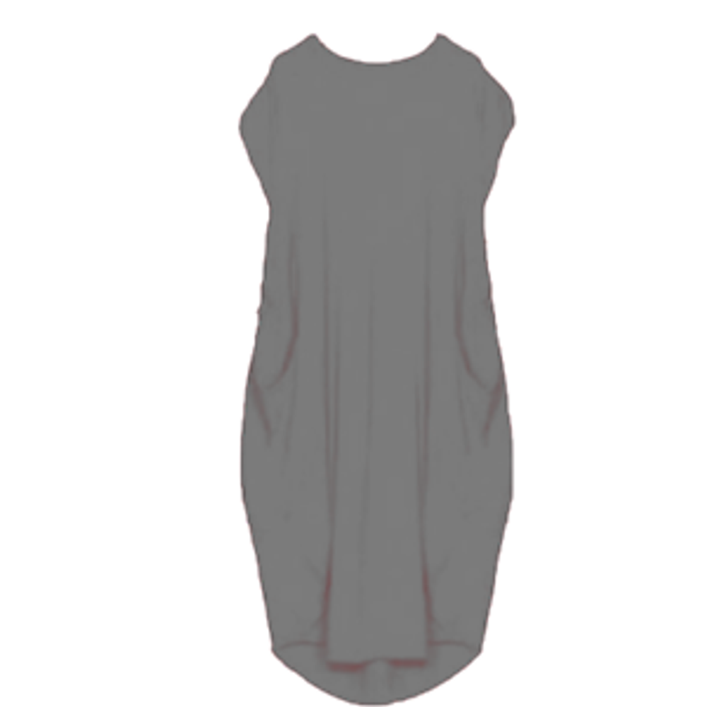 Ladies Short Sleeve Italian Legen Look pocket Baggy Dress - One Size it- Light Grey Lilac