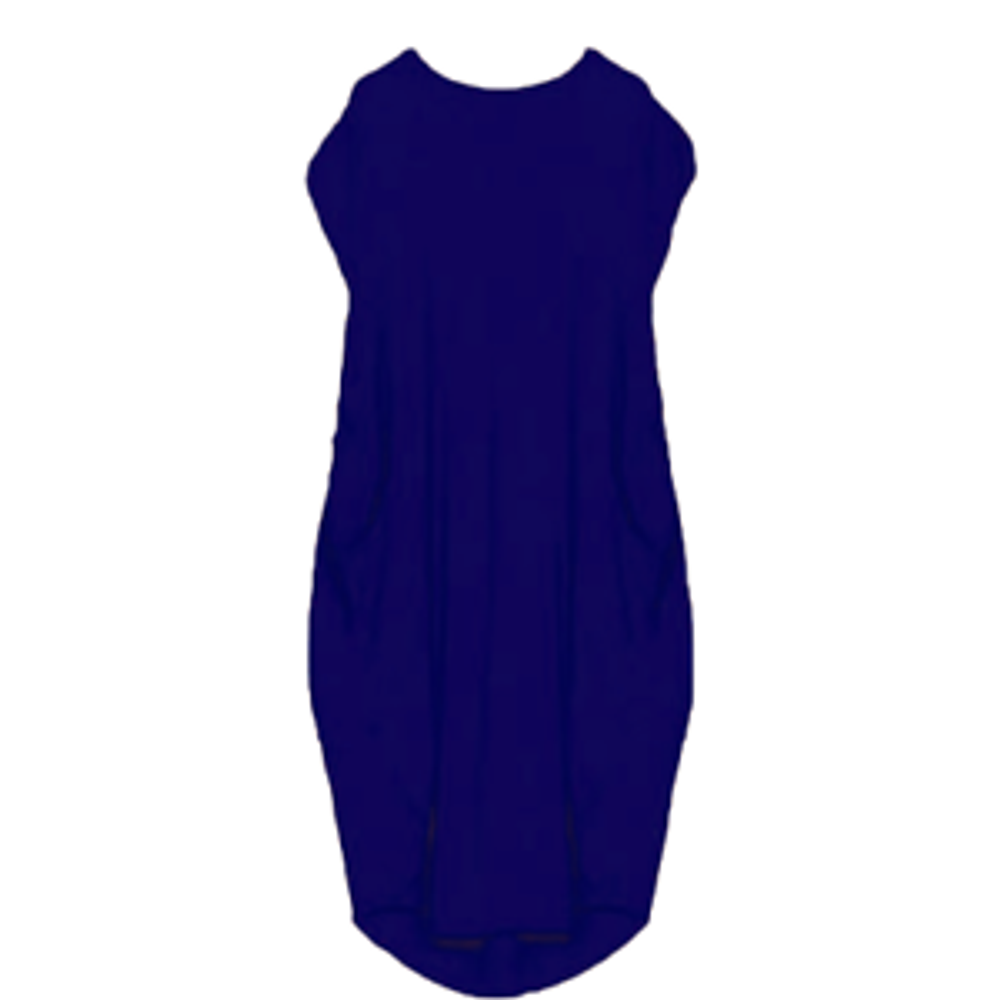 Ladies Short Sleeve Italian Legen Look pocket Baggy Dress - One Size it- Royal Blue