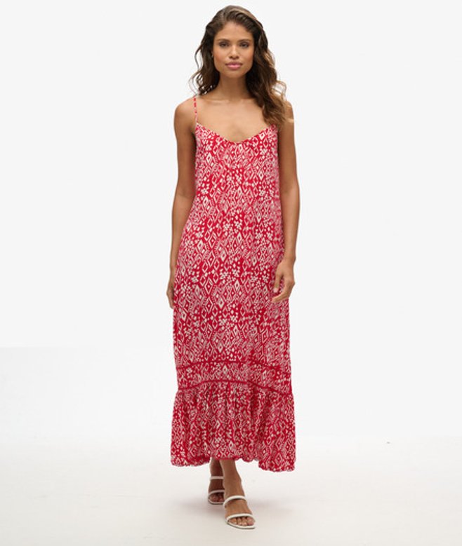 Superdry & Co Women's Long Cami Dress Red Boho Red - Size: