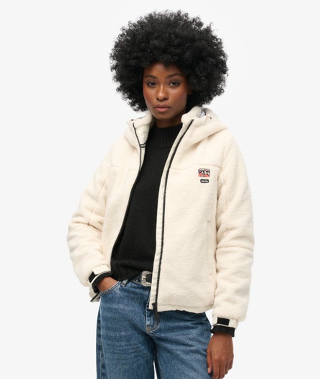 Superdry & Co Women's Sherpa Fleece Trekker Jacket Creamoff White Off White - Size: