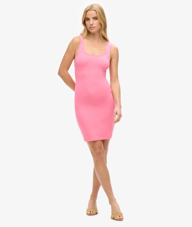 Superdry & Co Women's Square Neck Jersey Mini Dress Pink Pink Carnation - Size: