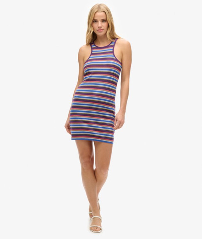 Superdry & Co Women's Vintage Stripe Racer Dress Brown Dark Chocolate Brown Stripe - Size: