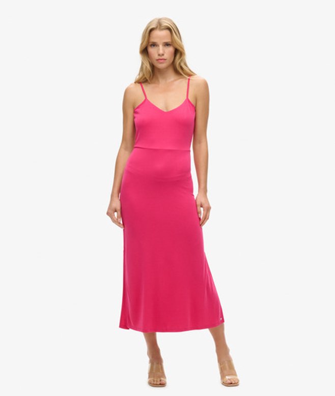 Superdry Women's Modal Jersey Open Back Dress, Pink, Size: