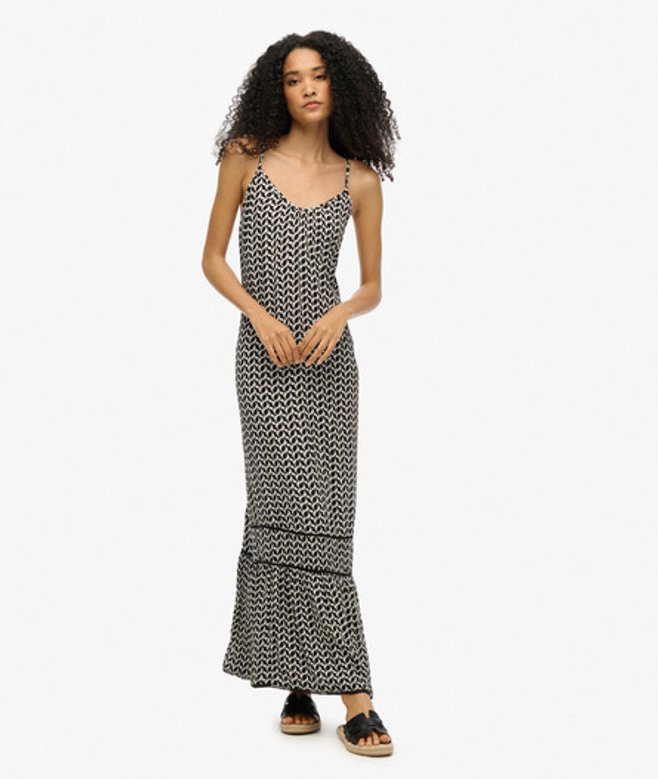 Superdry & Co Women's Cami Maxi Dress Black Ronnie Geo - Size: