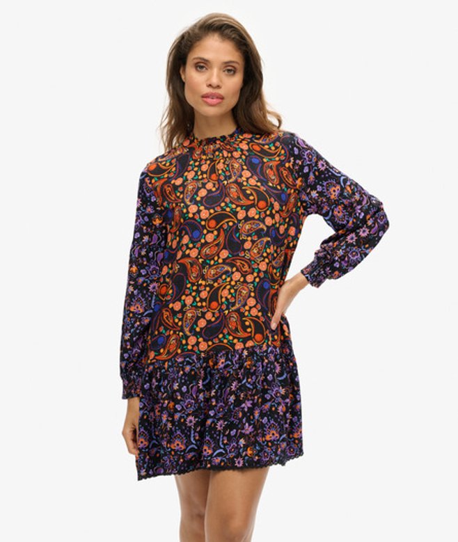 Superdry & Co Women's High Neck Mini Dress Multiple Colours Multi Paisley Print - Size: