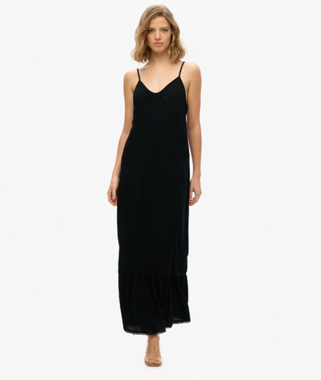 Superdry Women's Printed Cami Maxi Dress, Black & White, Size: