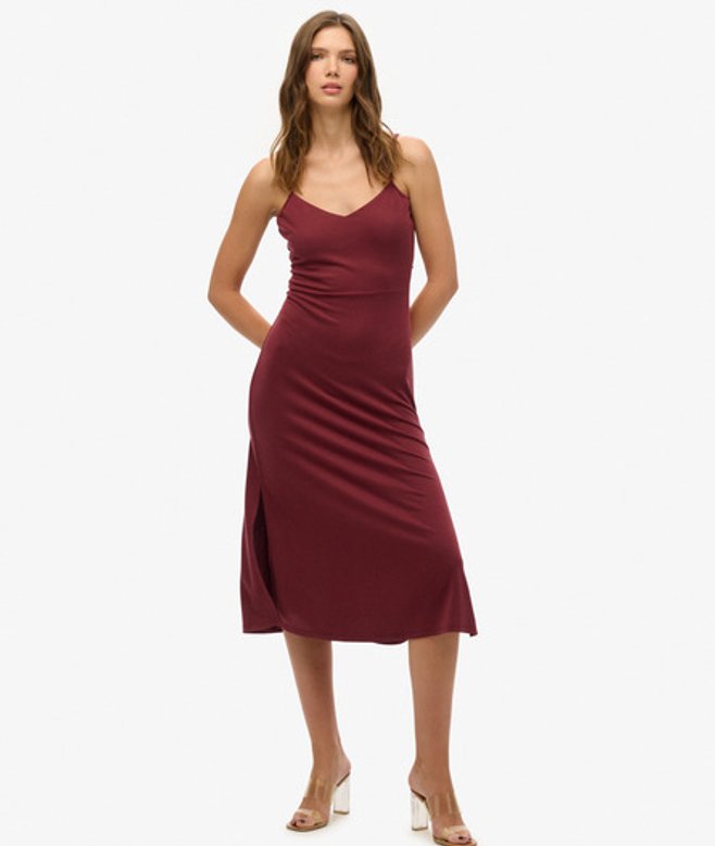Superdry & Co Women's Modal Jersey Open Back Dress, Dark Brown, Size: