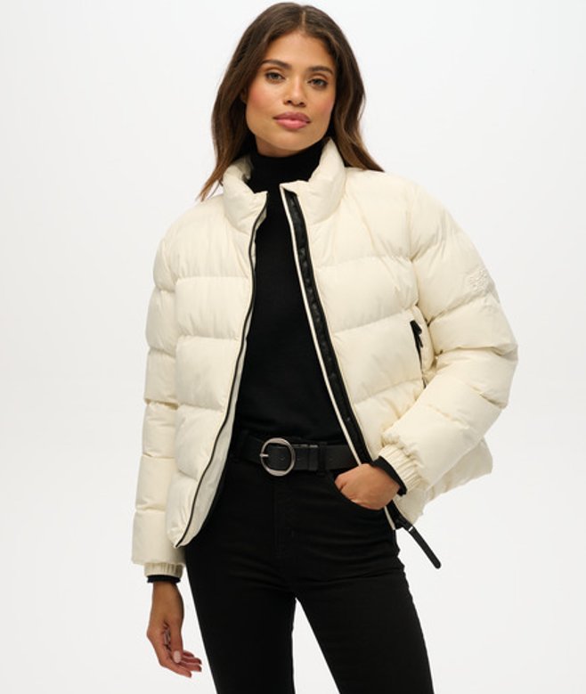 Superdry & Co Women's Non Hooded Sports Puffer Jacket White Off White - Size: