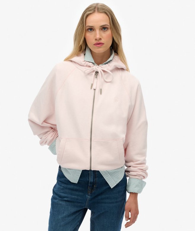 Superdry & Co Women's Studios Relaxed Zip Hoodie Pink Mauve Morn Pink - Size: