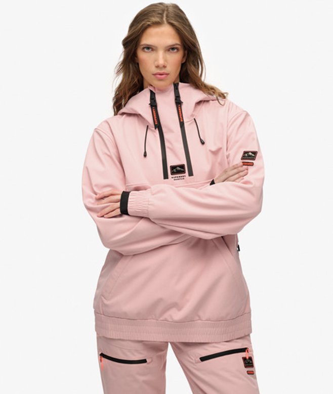 Superdry & Co Women's Freestyle Softshell Ski Hoodie Pink Dull Pink - Size:
