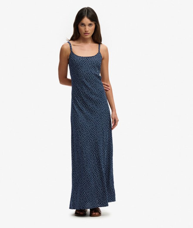 Superdry & Co Women's Printed Cami Maxi Dress Navy Navy Blue Ditsy Hearts - Size: